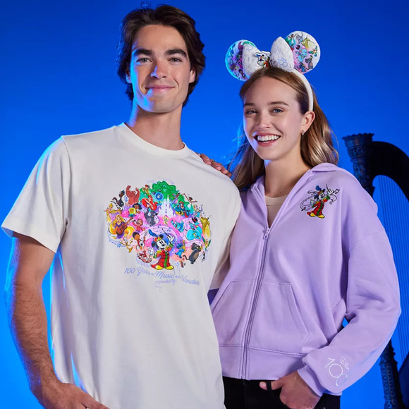 NEW Disney Parks 100 Years of Music And Wonder Purple Hoodie sz Large HTF RARE - Picture 3 of 8